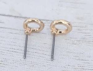Gold Tone Dainty Circle Stud Earrings thumbnail 3
