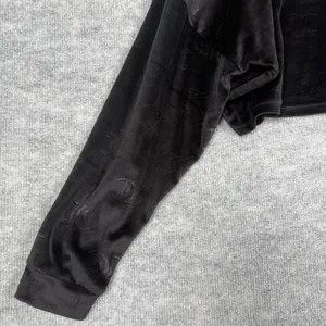 Juicy Couture Size-L Velour Rhinestone Logo Hoodie Sweatshirt Black Y2K thumbnail 6