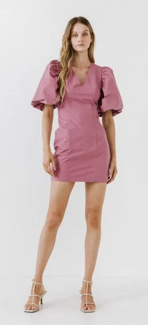 Endless Rose Puff Sleeve Mini Dress in Mauve size‎ XS thumbnail 1
