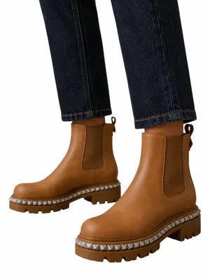 Christian Louboutin Emilia Pyraclou Studded Leather Chelsea Boots Size 37.5 thumbnail 1