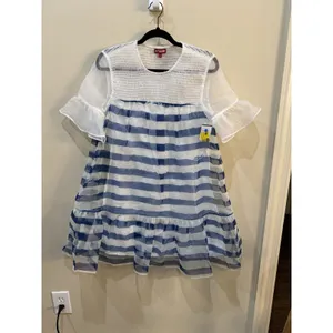 STAUD Florence Dress in Painted‎ Stripe Size XS Blue White Ethereal Flaw thumbnail 5