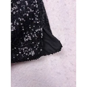 H&M Sequin Top Women Small Black Sparkly Short Sleeve Party Blouse thumbnail 4