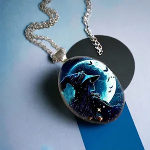 Gothic Aesthetic Oval Witch Avatar‎ Zinc Alloy Necklace Trendy Silver Plated thumbnail 10