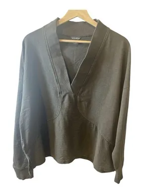 Eddie Bauer Golden Point Terry V-Neck Sweatshirt Dark Loden Green Size Large thumbnail 1