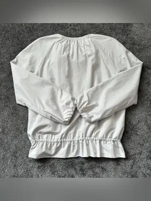Zara Light Gray drawstring tie front peplum  Bomber windbreaker Jacket thumbnail 6