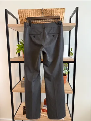 Ann Taylor Mid-Rise Gray Flare Woven Career Dress Pant Trouser, 6 Tall thumbnail 4