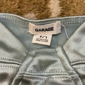 Garage light blue sleek shiny silver blue long line bra women’s size P/S thumbnail 5