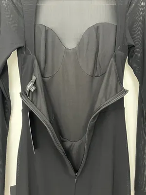 NWT Lulus Sensational Appeal Black Mesh Cutout Long Sleeve Maxi Dress - Size XS thumbnail 9