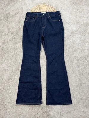 Abercrombie & Fitch Women’s High Rise Boot Cut Jeans in Dark Blue 30 thumbnail 3