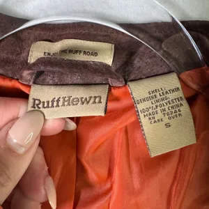 Ruff Hewn Brown Suede Leather‎ Jacket Womens S Moto Zip Western Boho Festival thumbnail 3