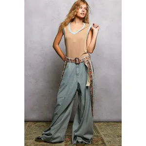 POL V-Neck Contrast Ribbed Sleeveless Tank - Large thumbnail 5