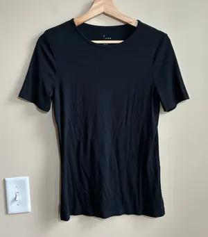 a new day black short sleeved t-shirt women's size medium modal cotton spandex thumbnail 1