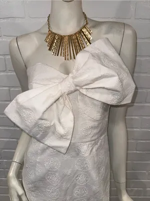 Hutch Strapless White Bow-Front Lace Mini Dress thumbnail 4