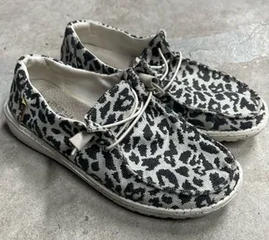 Hey Dude Women’s Wendy Woven Cheetah Grey Slip On Shoes Size 7 thumbnail 1