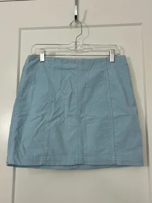 Free People Size 12 Sky Blue Corduroy Modern Femme Mini Skirt thumbnail 2