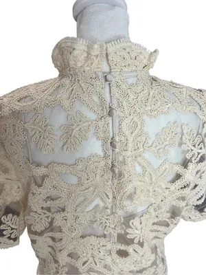 Current Air Ivory Lace Mock Neck Drop Waist Mini Dress M thumbnail 5
