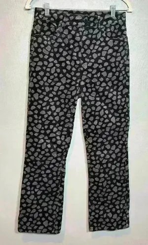 Ann Taylor Women's Five Pocket Kick Crop Pants Black Print Design‎ Size 2 thumbnail 1