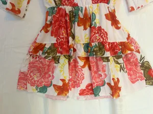 Floral Print Tiered Mini Dress Featuring Ruffled Skirt & Ruffled Bell Sleeves thumbnail 5