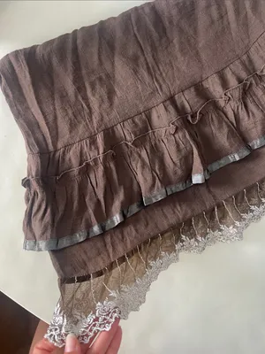 Brown Cottagecore Crochet Lace Trim 90s Vintage Brown Tiered Ruffle Tank Top M thumbnail 5