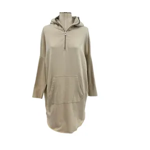 AllSaints Xonda Hoodie Dress Sweatshirt Zip‎ 1/4 Zip Beige Cream Size Small thumbnail 3