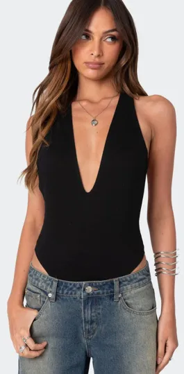 Edikted V-Neck Top Black thumbnail 1