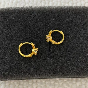 13mm CZ Small Hoop Earrings for Men Women Hip Hop Punk Streetwear Unisex Earring thumbnail 2