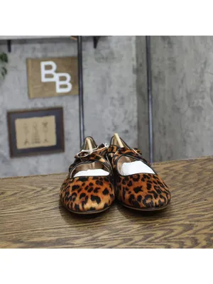 NWT A New Day Tasmin Velvet Mary Jane Flats 94568234 Leopard Brown Multi 11M thumbnail 4
