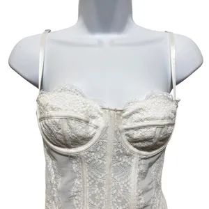 Womens Cottage Coquette‎ Corset Top Small White Lace Bustier Lingerie Bridal thumbnail 4