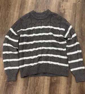 Brown and White Striped Sweater thumbnail 1