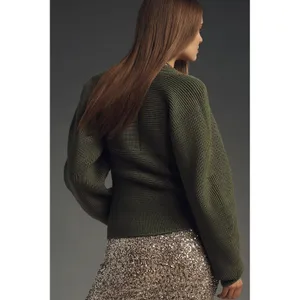 Maeve Green Square Neck Wide-Sleeve Sweater XXS thumbnail 3