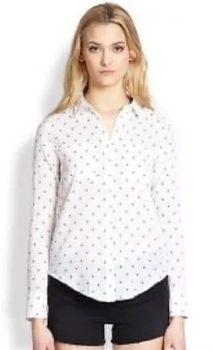 🪩 Rails Label Nautical Boat Print Button-Down Blouse Size Large thumbnail 1