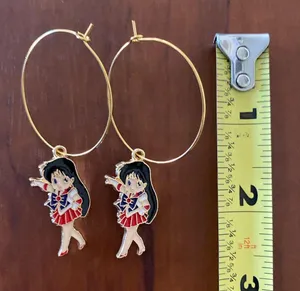 Handmade Sailor Moon Mars Kawaii Hoop Earrings thumbnail 2