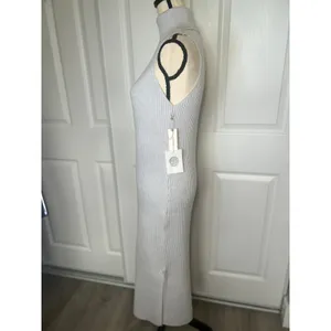 Anthropologie Daily Practice NWT Grey Ribbed Sleeveless Turtleneck‎ Midi Dress M thumbnail 3