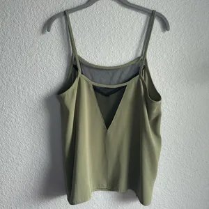 💚Mossimo Supply Co Sage Green and Black Sheer Camisole Tank Top thumbnail 3