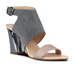 NEW Nine West Moshpit Comfort Block Heel Gray Suede Patent Leather Size 6 thumbnail 1