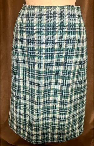 Vintage wool plaid pencil skirt thumbnail 2