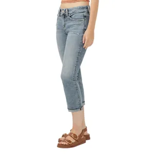 Silver Jeans Co. Mid Rise Curvy Fit Capri Jeans Luxe Stretch Indigo Blue 25x23 thumbnail 8