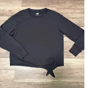 Avia Women's Black Side Tie‎ Knot Long Sleeve Activewear Sweatshirt XS 0-2 thumbnail 1