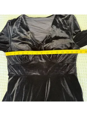 NWT Halara Velour V-Neck Dress Womens Medium Black Fit and Flare Padded Cups NEW thumbnail 7
