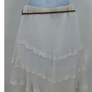 IZ Byer Tiered Knee Length Skirt Sz S Boho Gauzy Coastal Cowgirl Festival Asymm thumbnail 9