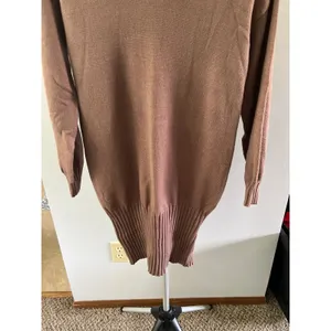 NWT Women's Long Sleeve V Neck‎ Sweater Collar Ribbed Knit Mini Dress Size Small thumbnail 3