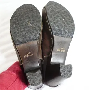 Dansko Rowena Brown Leather Embroidered Peep-Toe High Heel Clogs Size EU 40/US 9 thumbnail 6