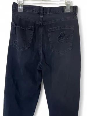 American Eagle Relaxed Mom Jeans Womens Size 6 Short Black Distressed High Rise thumbnail 7