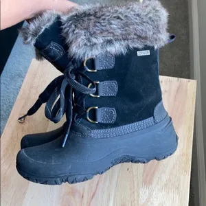 KHOMBU Slope winter boot faux fur black snow school chores size 6 warm commute thumbnail 6