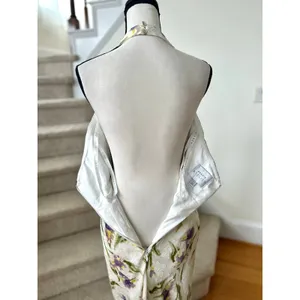 NWT Azazie Atelier Leora Tulip Print White Halter Maxi Dress thumbnail 5