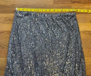 Adrianna Papell Women’s Medium Gray Silver Sequin Lined Knee Length Skirt Party thumbnail 2