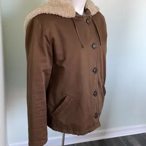 J. Crew Utility Jacket with Split zipper Sherpa hood thumbnail 3
