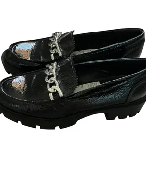 Marc fisher women’s Louann loafer shoes black patent leather chunky silver charm thumbnail 2