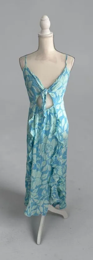 ANGIE. Blue Floral Cutout Maxi Dress Sz M NEW NWT thumbnail 1