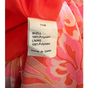 BTFBM Pink Orange Floral Chiffon Smocked Puff Sleeve Square Neck Midi Dress M thumbnail 5